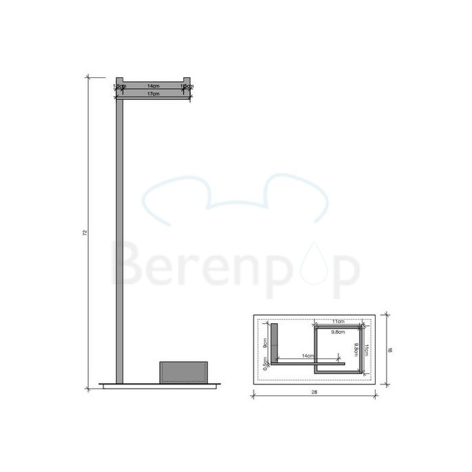 Decor Walther Brick 0591305 BK SBK toiletborstelhouder/ toiletrolhouder standaard porselein zwart/ chroom