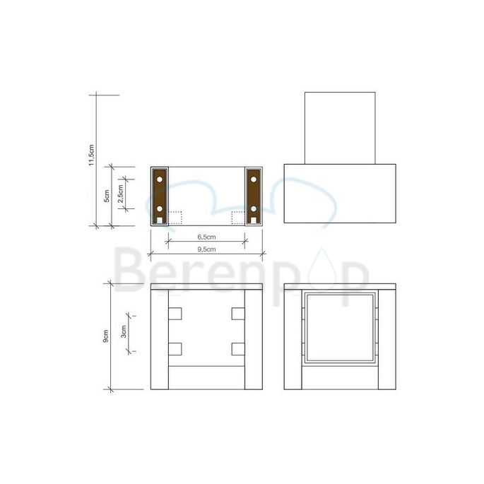 Decor Walther Brick 0591900 BK WMG glashouder wit porselein/ chroom