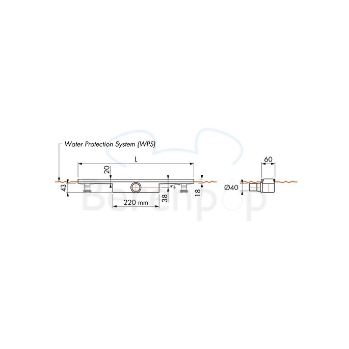 Easy Drain Compact 30 FF Zero EDCOMFFZ100030 douchegoot 100cm zijuitloop