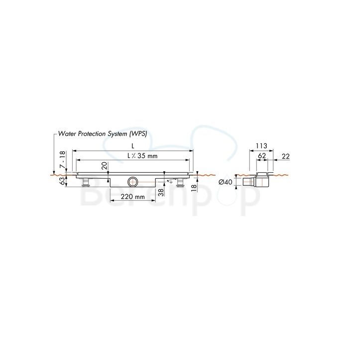 Easy Drain Compact 30 TAF Wall EDCOMTAFW110030 douchegoot 110cm zijuitloop