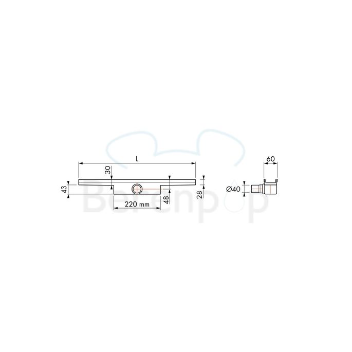 Easy Drain Compact 30 Tegel EDCOMT110030 douchegoot 110cm zijuitloop