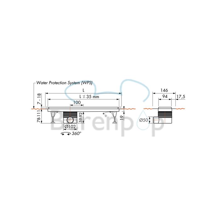 Easy Drain Multi TAF EDMTAF1900 douchegoot 190cm zijuitloop