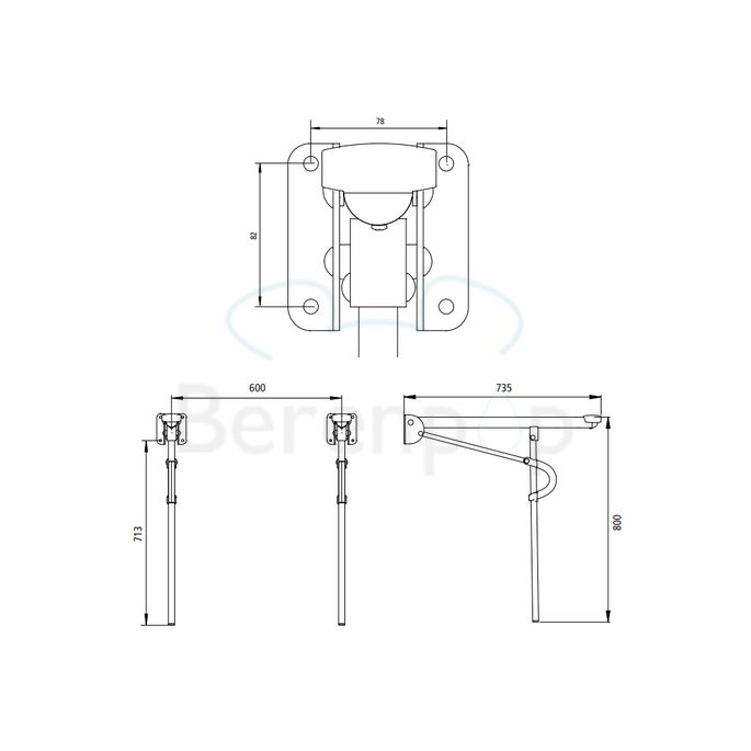 Etac Optima L 80303006 opklapbare toiletbeugel 73,5 cm wit