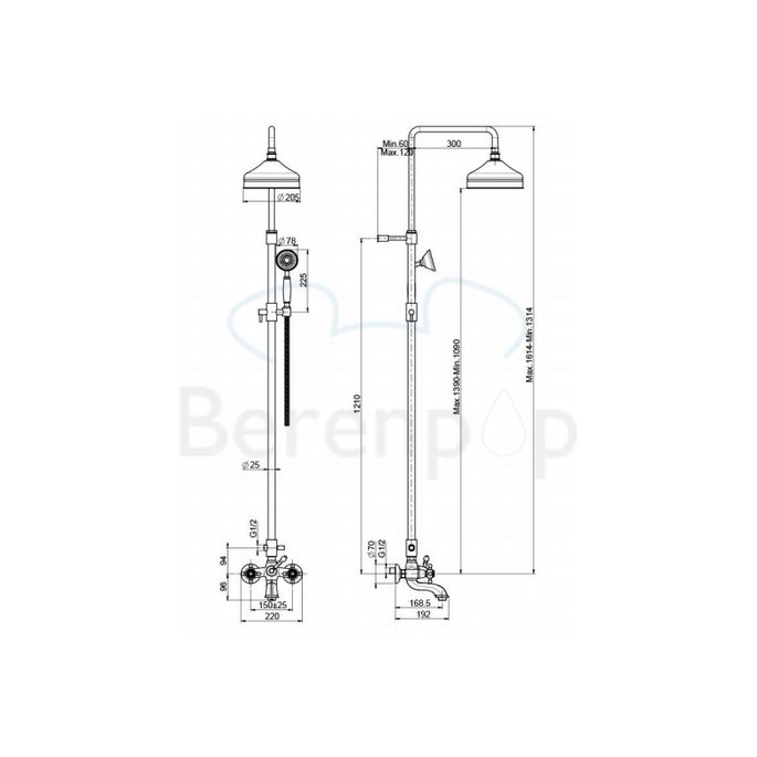 Fima Carlo Frattini Elizabeth F50842CR badkraan opbouw 2-greeps met doucheset chroom