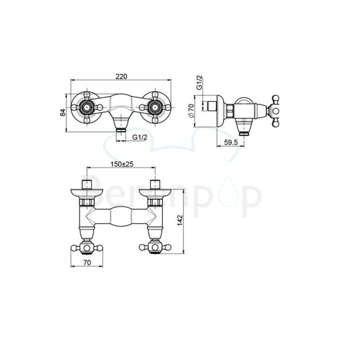 Fima Carlo Frattini Elizabeth F50851BR opbouw douchekraan 2-greeps brons