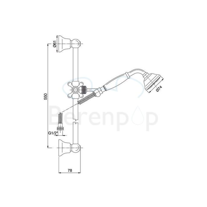 Fima Carlo Frattini F20442BR glijstangset met handdouche brons