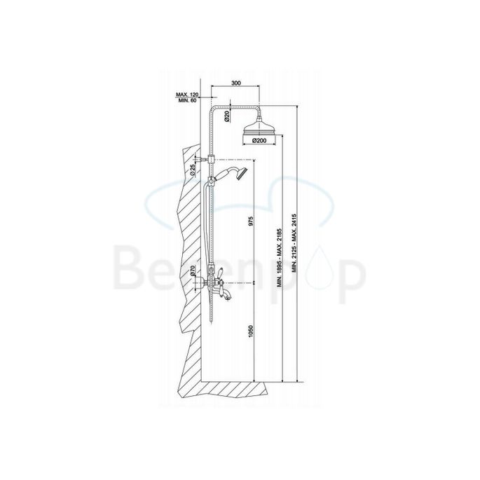 Fima Carlo Frattini Herend F54042CR badkraan opbouw 2-greeps met doucheset chroom