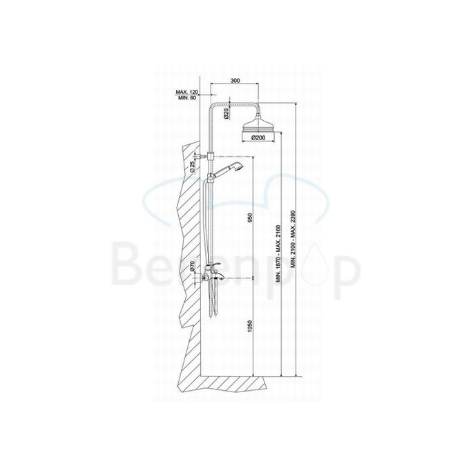 Fima Carlo Frattini Lamp F33042BR badkraan opbouw 1-greeps met doucheset brons