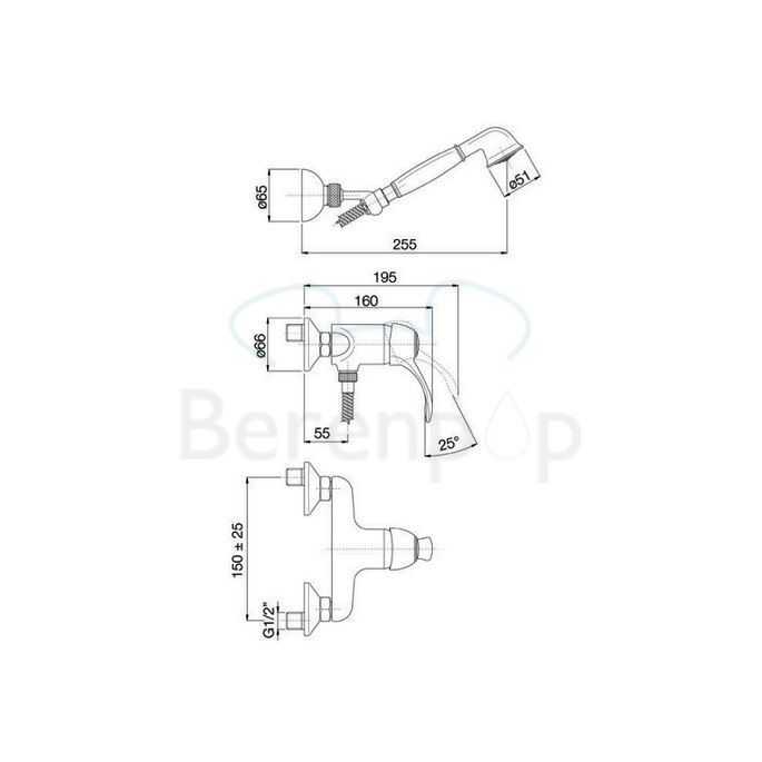 Fima Carlo Frattini Lamp F3305BR opbouw douchekraan 1-greeps met garnituur brons