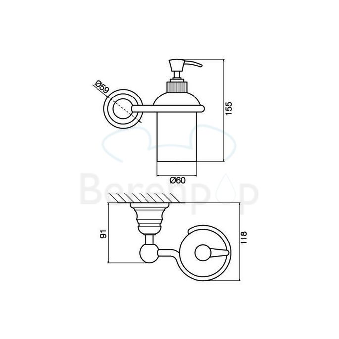 Fima Carlo Frattini Victory F60633BR zeepdispenser wit gesatineerd glas/ brons