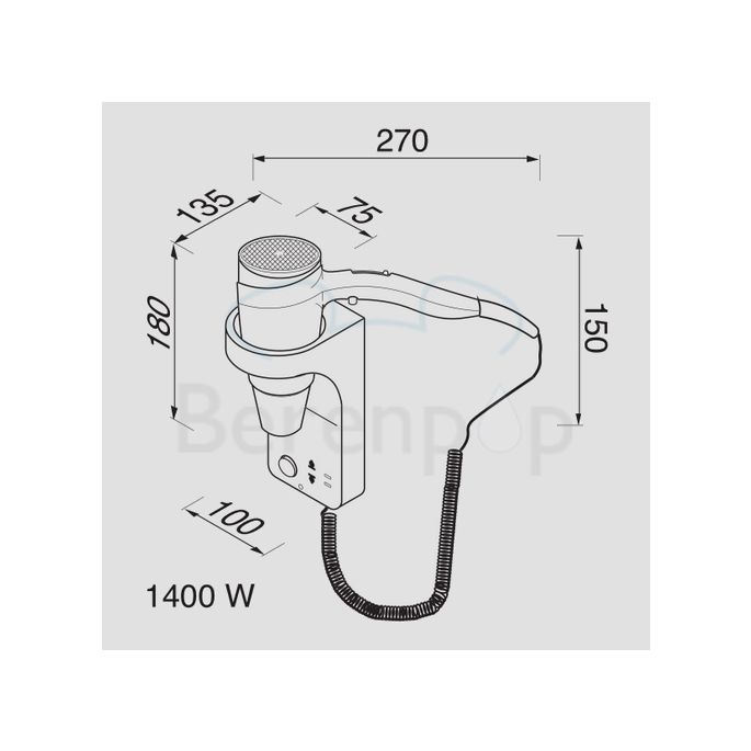 Geesa Hair Dryer 6474 haardroger 1400W met scheerstopcontact wit