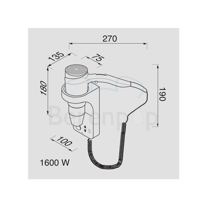 Geesa Hair Dryer 6476 haardroger 1600W met scheerstopcontact wit/ chroom