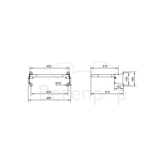 Handicare (Linido) LI2201001102 douchezitting (met verkorte zitdiepte) staal gecoat wit