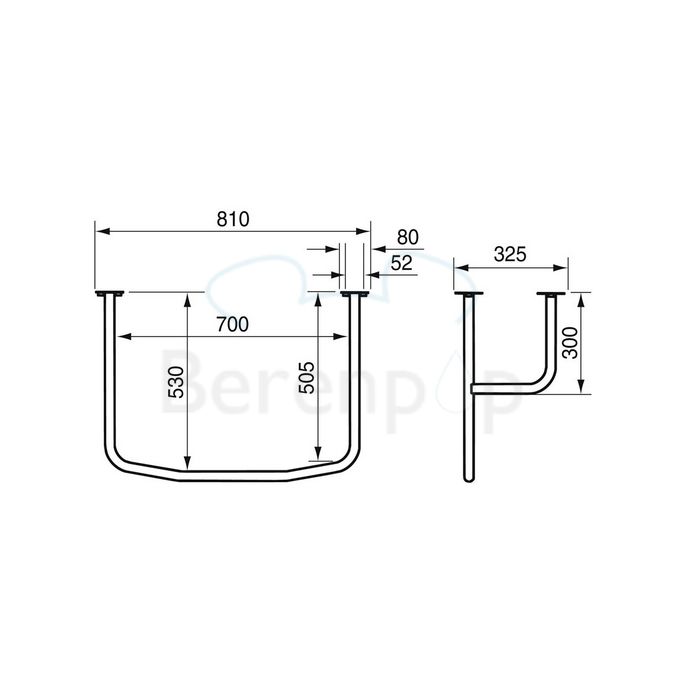 Handicare (Linido) LI2606000200 wastafelbeugel RVS gepolijst