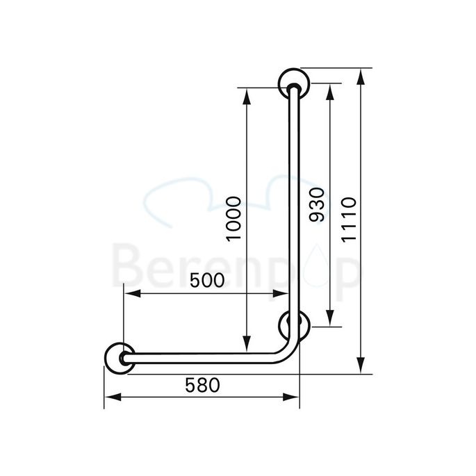 Handicare (Linido) LI2611003111 wandbeugel 90° 500x1000mm staal gecoat antraciet