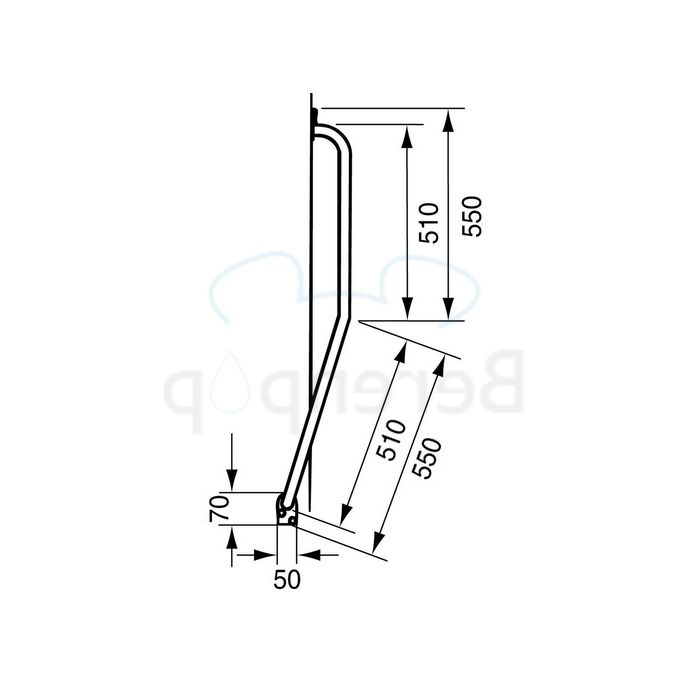 Handicare (Linido) LI2611012102 trapspilbeugel 510x510mm staal gecoat wit