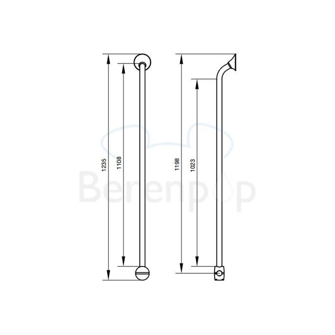 Handicare (Linido) LI2611018200 verticale combi-beugel Ergogrip 1235mm RVS gepolijst (witte afdekkap)