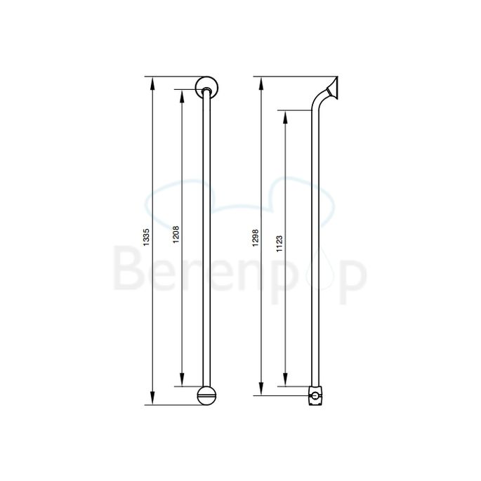 Handicare (Linido) LI2611019200 verticale combi-beugel Ergogrip 1335mm RVS gepolijst (witte afdekkap)