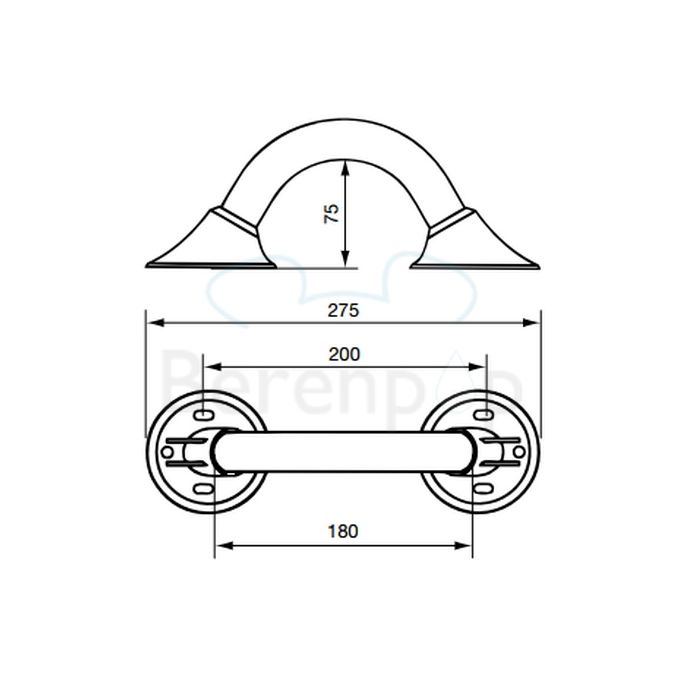 Handicare (Linido) LI2611020402 wandbeugel Ergogrip 200mm RVS gecoat wit