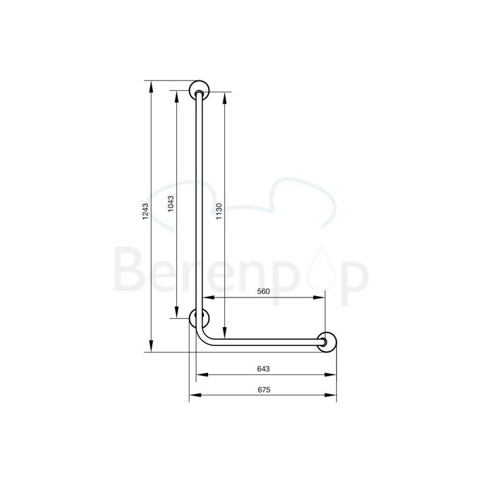 Handicare (Linido) LI2611024111 wandbeugel 90° 1130x560mm staal gecoat antraciet