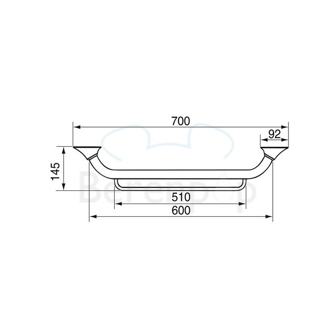 Handicare (Linido) LI2637002102 handdoekrek lang 600mm staal gecoat wit