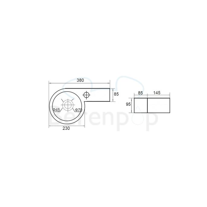 San4U 2503710 Step (rechts) fontein 38x23x9,5cm keramiek wit