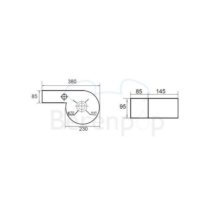 San4U 2504710 Step (links) fontein 38x23x9,5cm keramiek wit