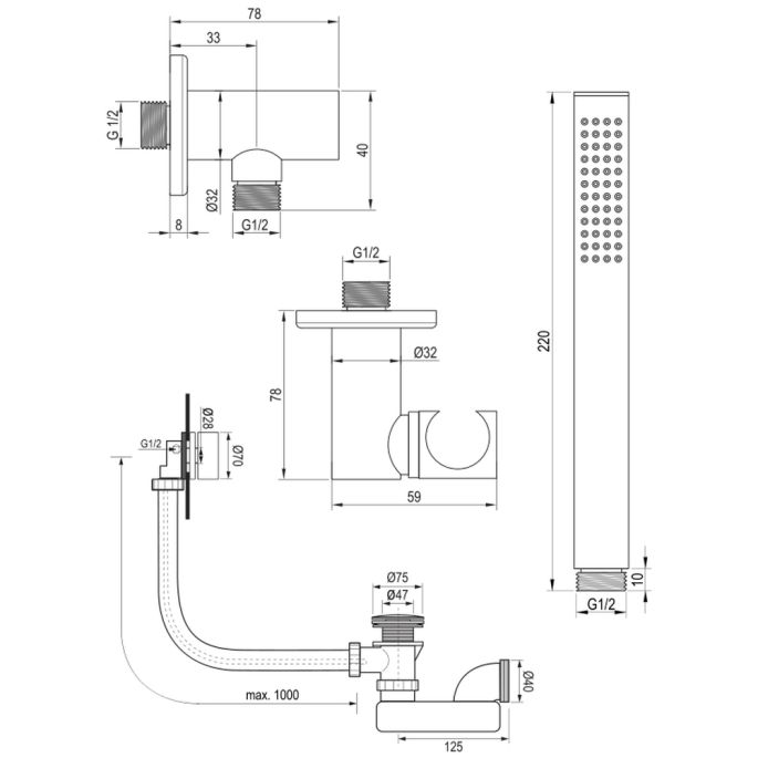 Brauer Carving 5-CE-095 thermostatische inbouw badkraan SET 01 chroom