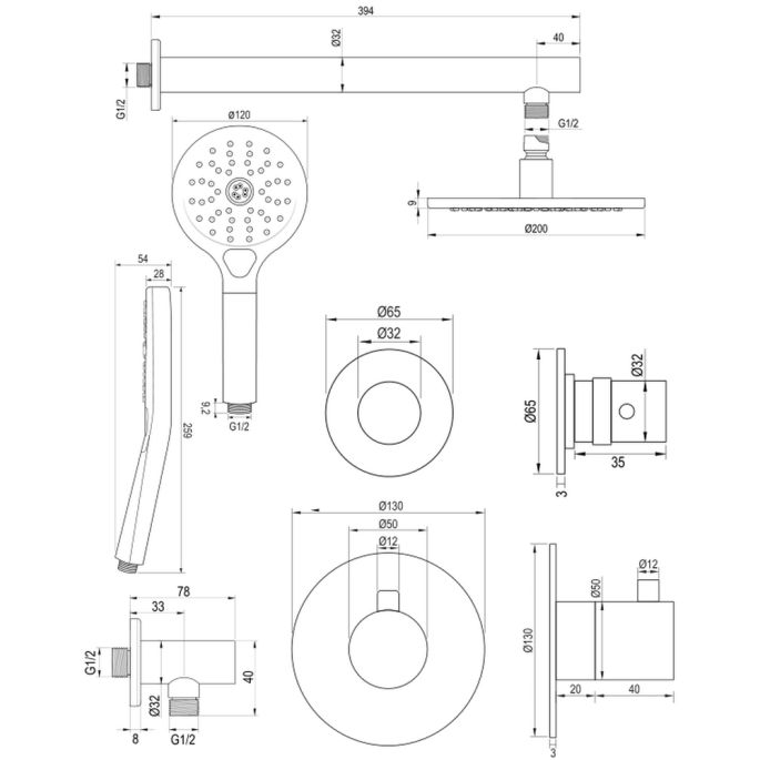 Brauer Edition 5-CE-028 thermostatische inbouw regendouche SET 07 chroom