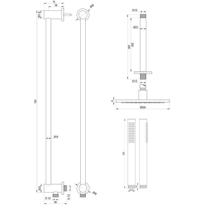 Brauer Edition 5-CE-033 thermostatische inbouw regendouche SET 17 chroom