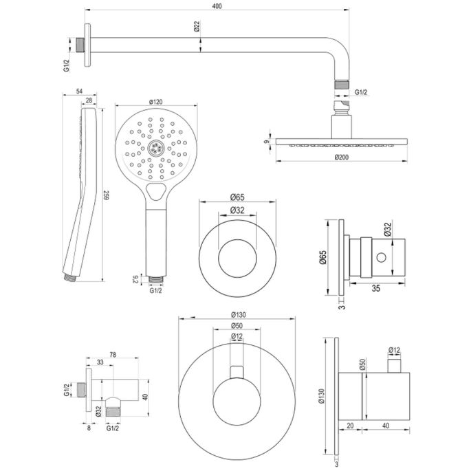 Brauer Edition 5-CE-076 thermostatische inbouw regendouche SET 09 chroom