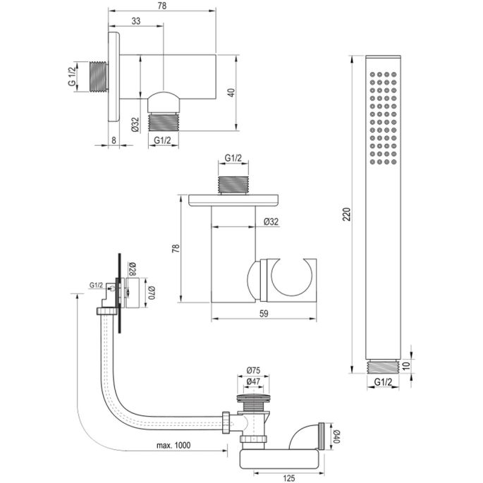 Brauer Edition 5-GG-046 thermostatische inbouw badkraan SET 01 goud geborsteld PVD