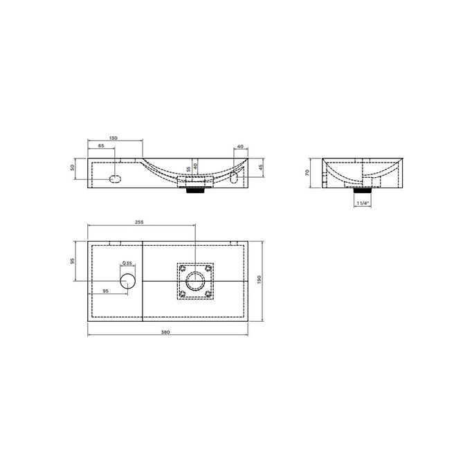 Clou Vale CL030216101L fontein 38x19cm met kraangat links mat wit keramiek