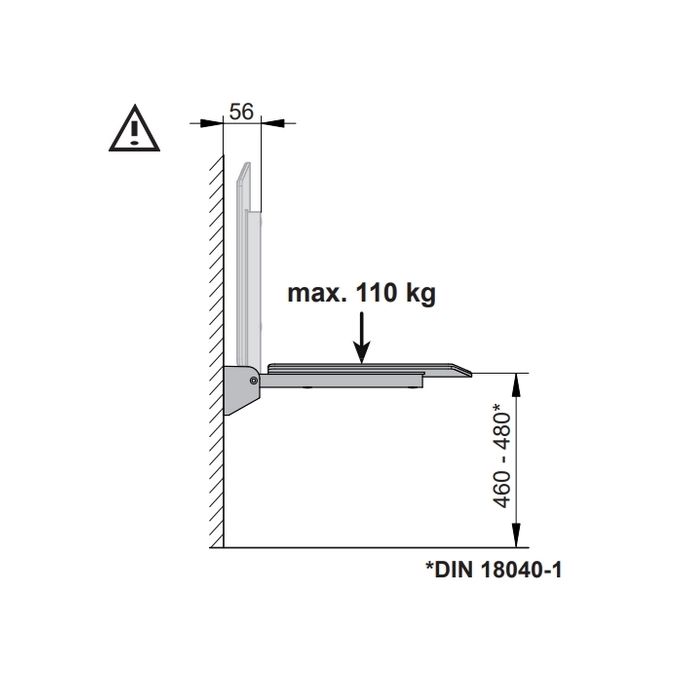 Keuco Collectie Plan 14980170038 klapzitting aluminium zilver-geëloxeerd/ lichtgrijs (RAL 7035)