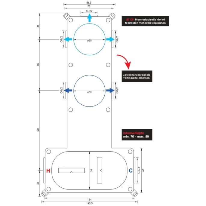 Brauer Edition 5-NG-030 thermostatische inbouw regendouche SET 08 RVS geborsteld PVD