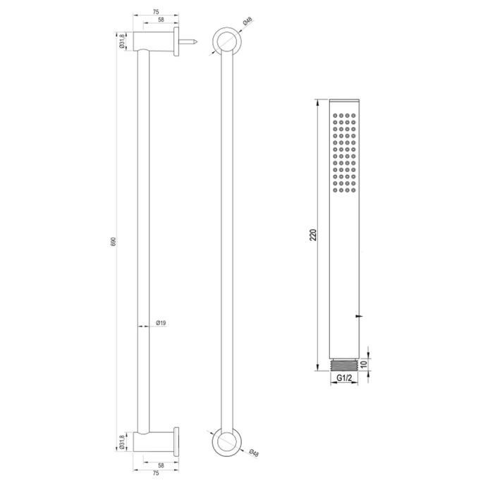 Brauer Edition 5-S-044-1 opbouw douche thermostaatkraan SET 01 mat zwart