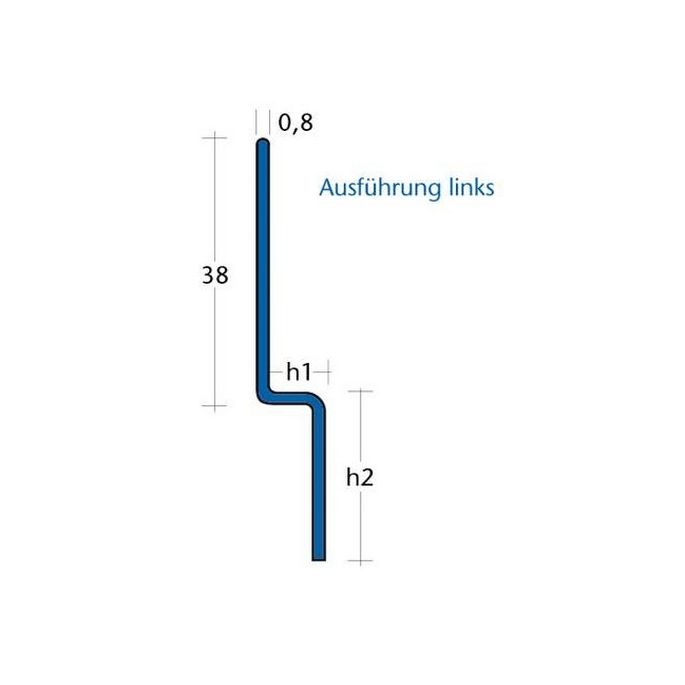 Blanke Aqua Keil Wand 8452840110L afsluitprofiel 980x11x24mm links RVS verchroomd