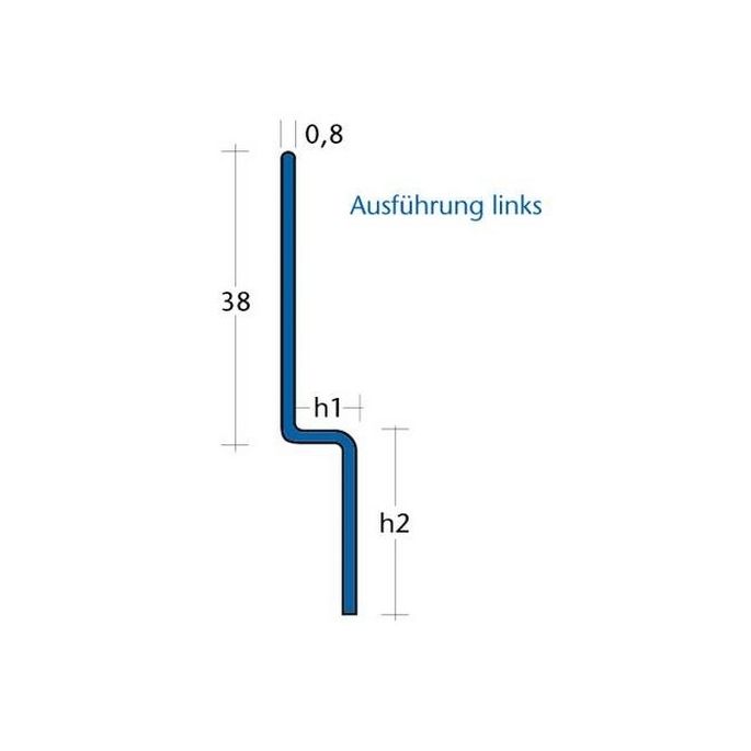 Blanke Aqua Keil Wand 8462856100L afsluitprofiel 1480x10x32mm links mat zwart