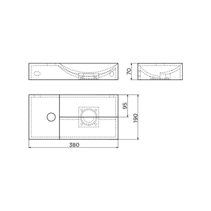 Clou Vale CL030216101L fontein 38x19cm met kraangat links mat wit keramiek