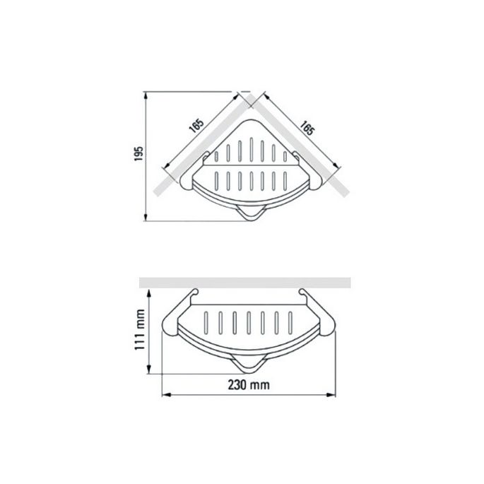 Duscholux Showerbox 950.818020.070 opbergkastje mat zilver, met 2 schuifelementen wit en grijs, 57cm