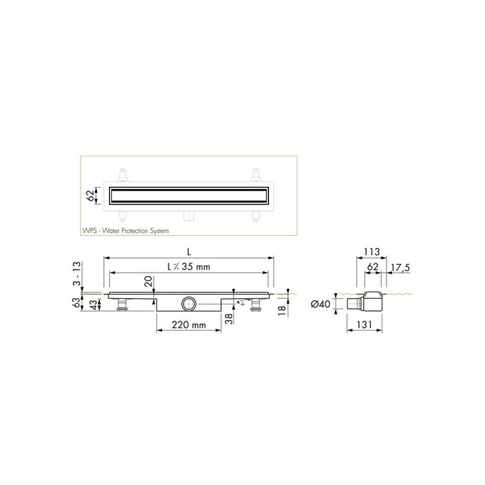 Easy Drain Compact 30 TAF Low EDM1TAFLZ90030 douchegoot 90cm zijuitloop