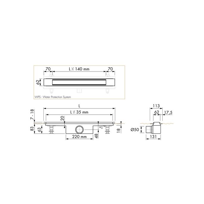 Easy Drain Compact 50 Modulo Design EDM1TAFZ290050 douchegoot 90cm zijuitloop