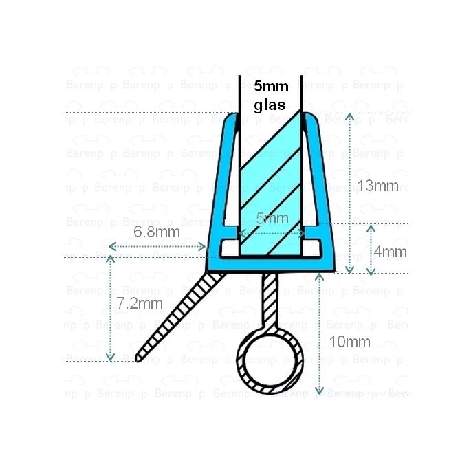 Exa-Lent Universal DS131005 kwartrond helder doucheprofiel 1 flapje 1 rondje 100cm - 5mm