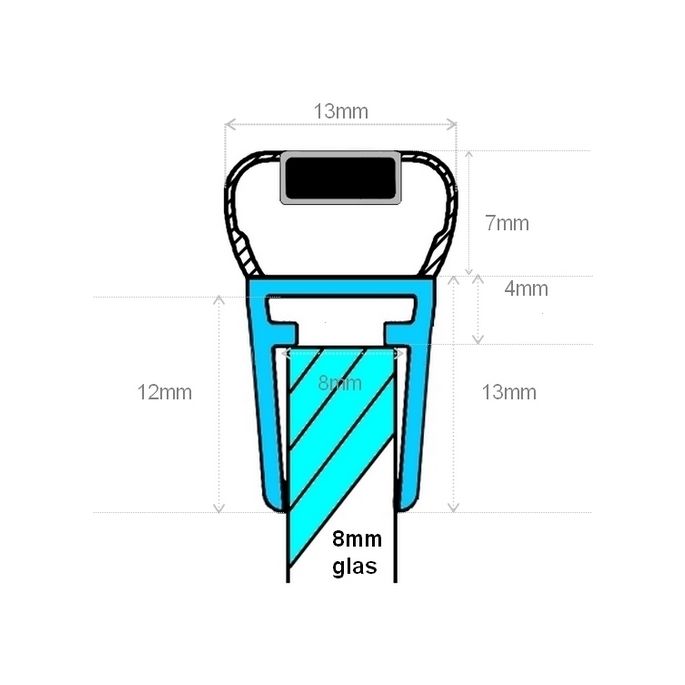 Exa-Lent Universal DS142008 - M08115200 helder doucheprofiel magneet recht (per stuk) 200cm 8mm