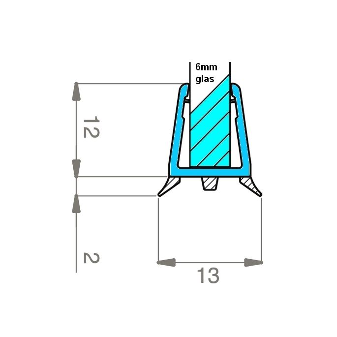 Exa-Lent Universal monsterstukje doucherubber type DS44 - 2cm lengte en geschikt voor glasdikte 6mm - afdichtingsprofiel