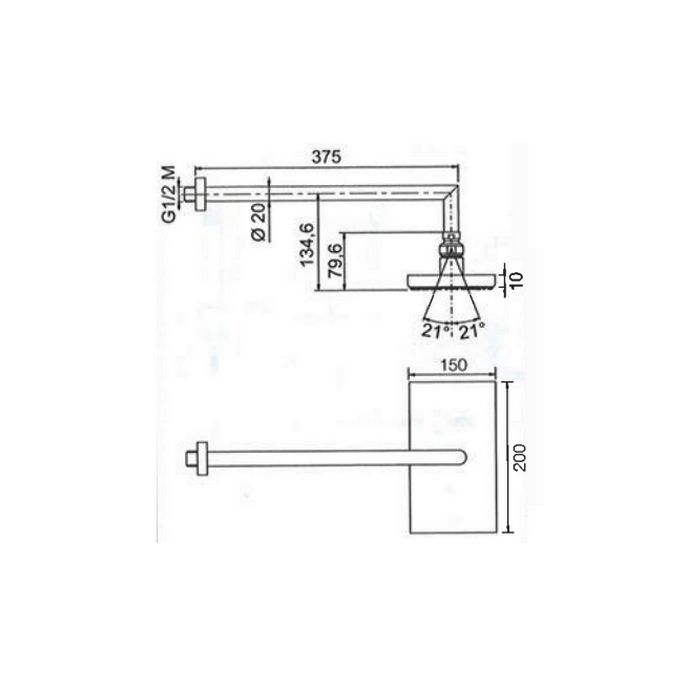 Fima Carlo Frattini  F2199 hoofddouche 200x150mm met douchearm 350mm chroom (OUTLET)