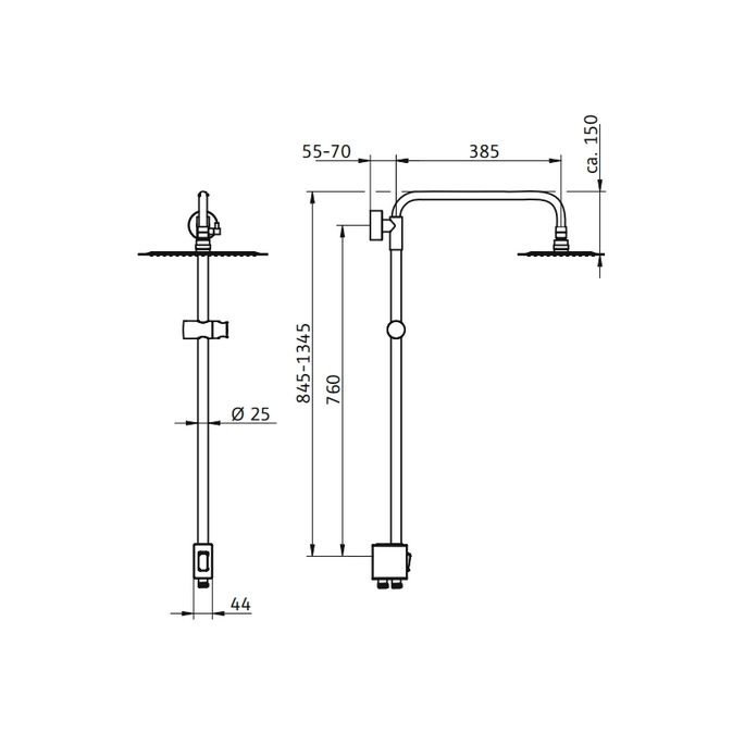 HSK AquaSwitch Softcube 1001780 showerset zonder kraan chroom