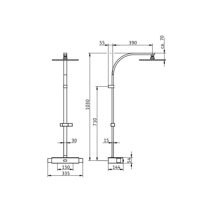 HSK AquaSwitch RS 500 rechthoekig 1001940 showerset met thermostaat chroom