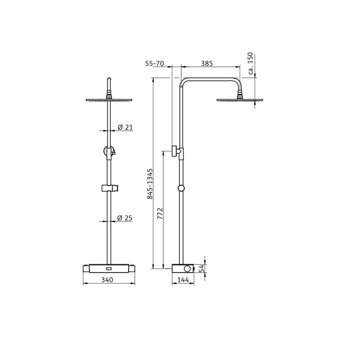 HSK AquaSwitch RS 200 rond 1001900 showerset met thermostaat chroom