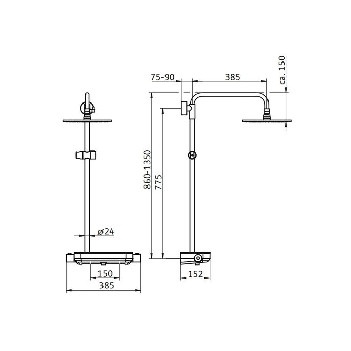 HSK AquaTray RS 200 1006400 showerset met thermostaat chroom